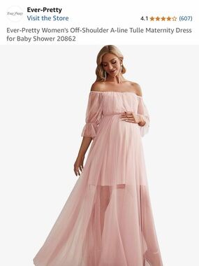 Ever Pretty Blush Pink Off-Shoulder Tulle Maxi Dress
